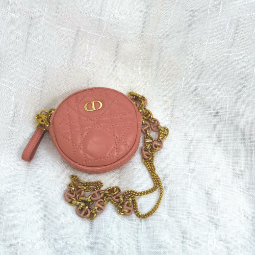 Dior Caro Round Pouch With Chain