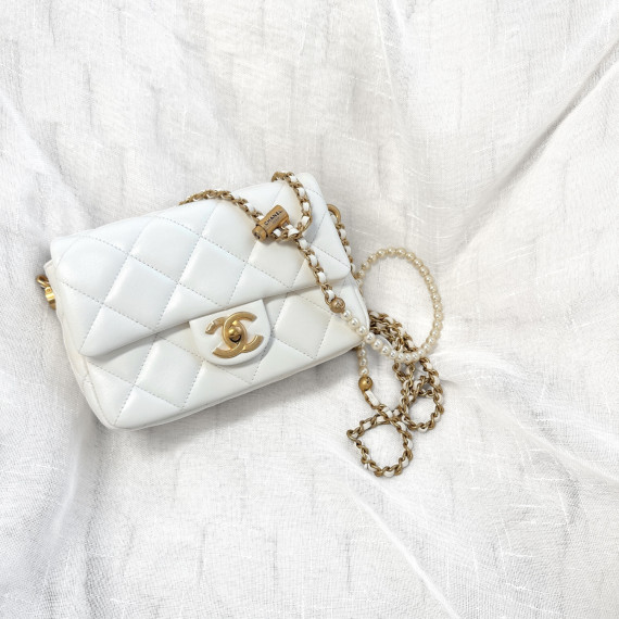 Chanel Adjustable Buckle Pearl Chain Flap