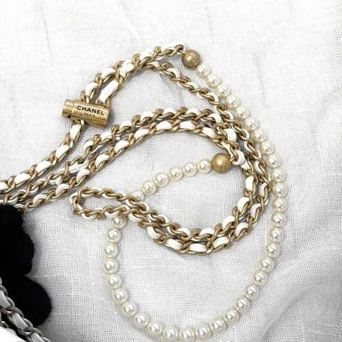 Chanel Adjustable Buckle Pearl Chain Flap